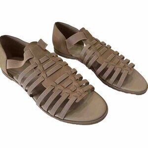 Eileen Fisher Neutral Nude Beige Leather Sandals Flats Women's Size 10 NWOB